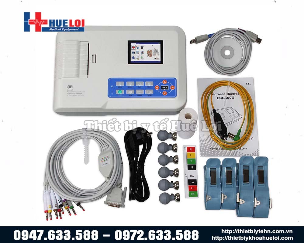 MÁY ĐIỆN TIM 3 KÊNH CONTEC-300G VÀ PHỤ KIỆN