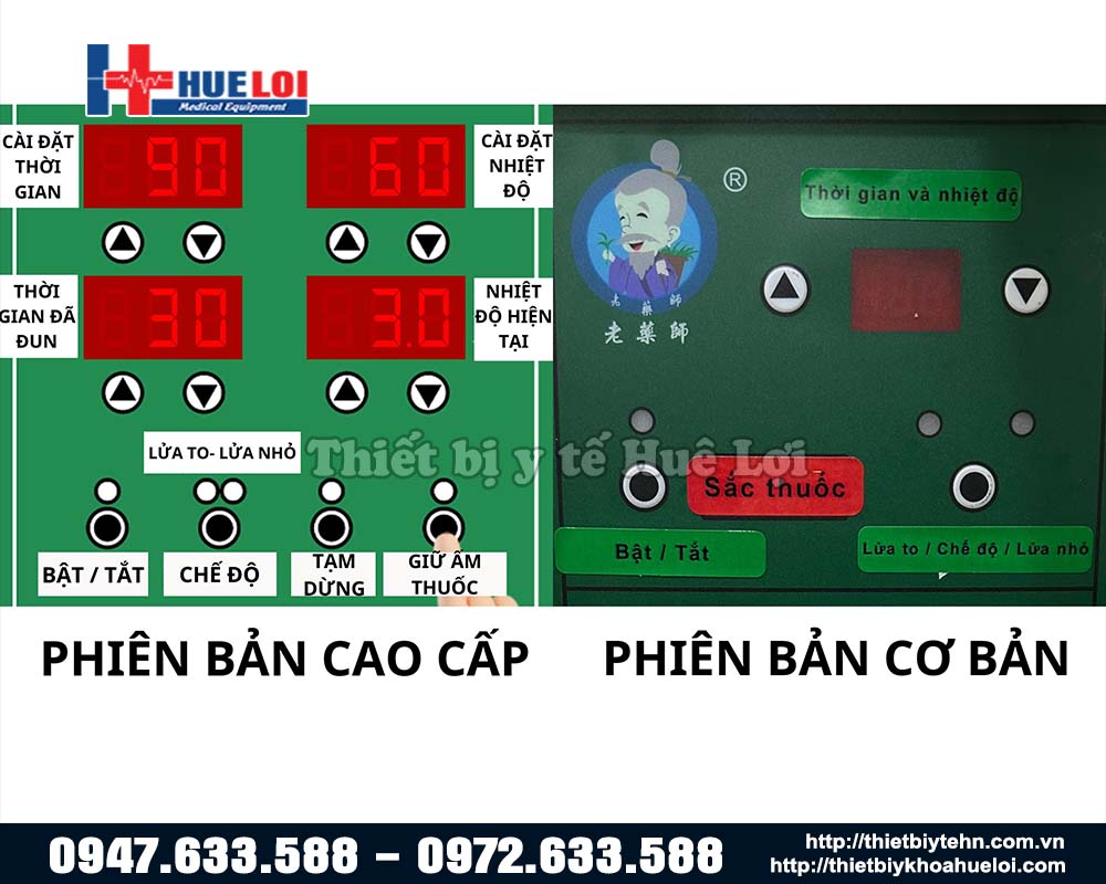 so sánh bảng điều khiển của máy sắc thuốc