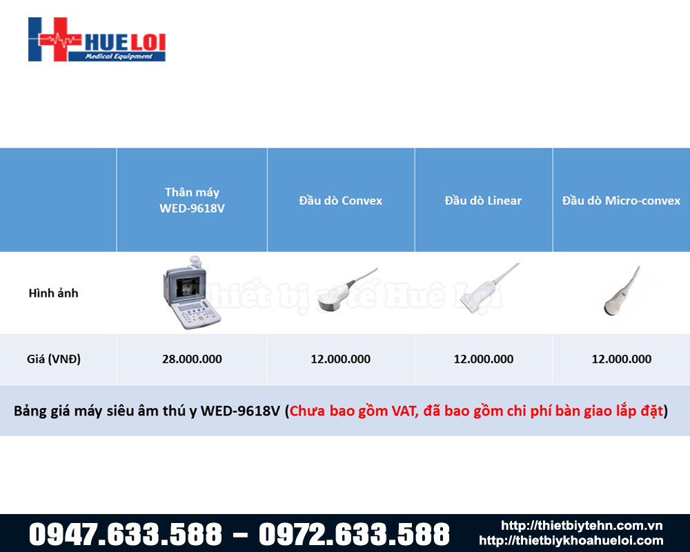 bảng giá máy siêu âm thú y giá rẻ WED-9618V