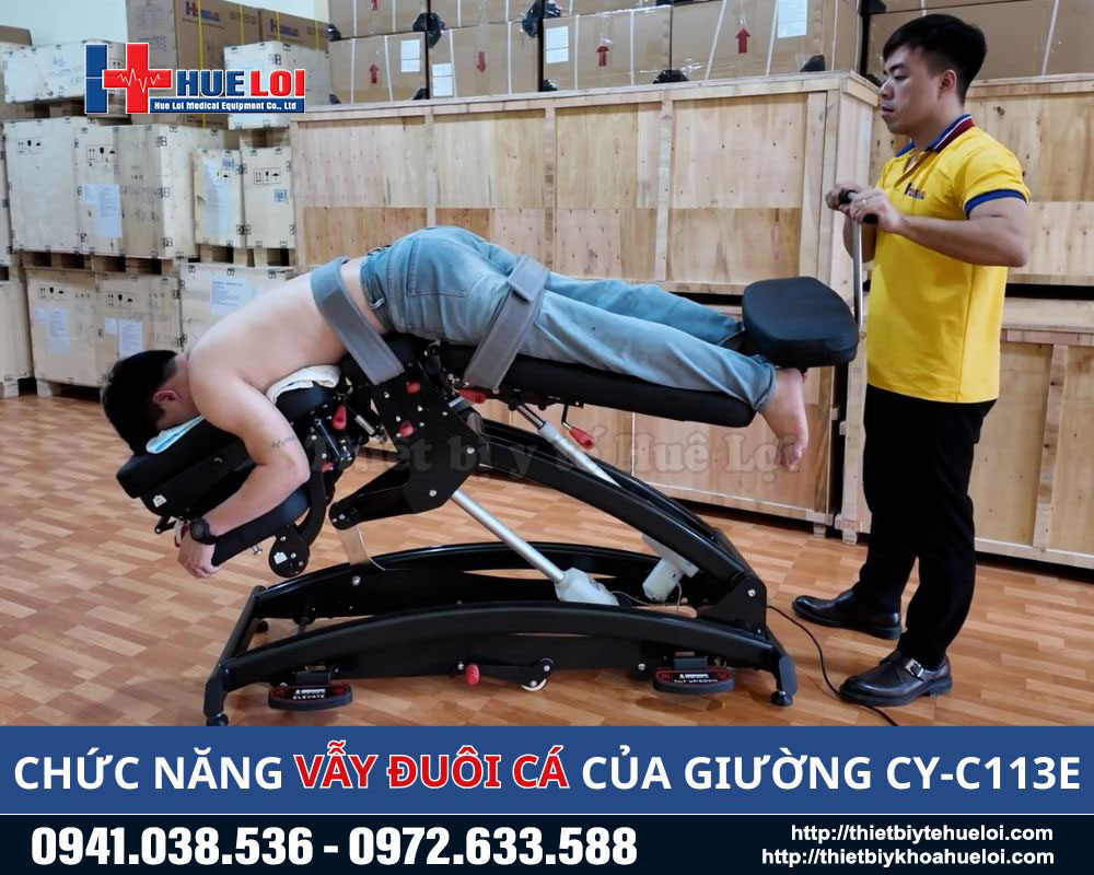 chức năng vẫy đuôi cá của giường chiropractic cy-c113e