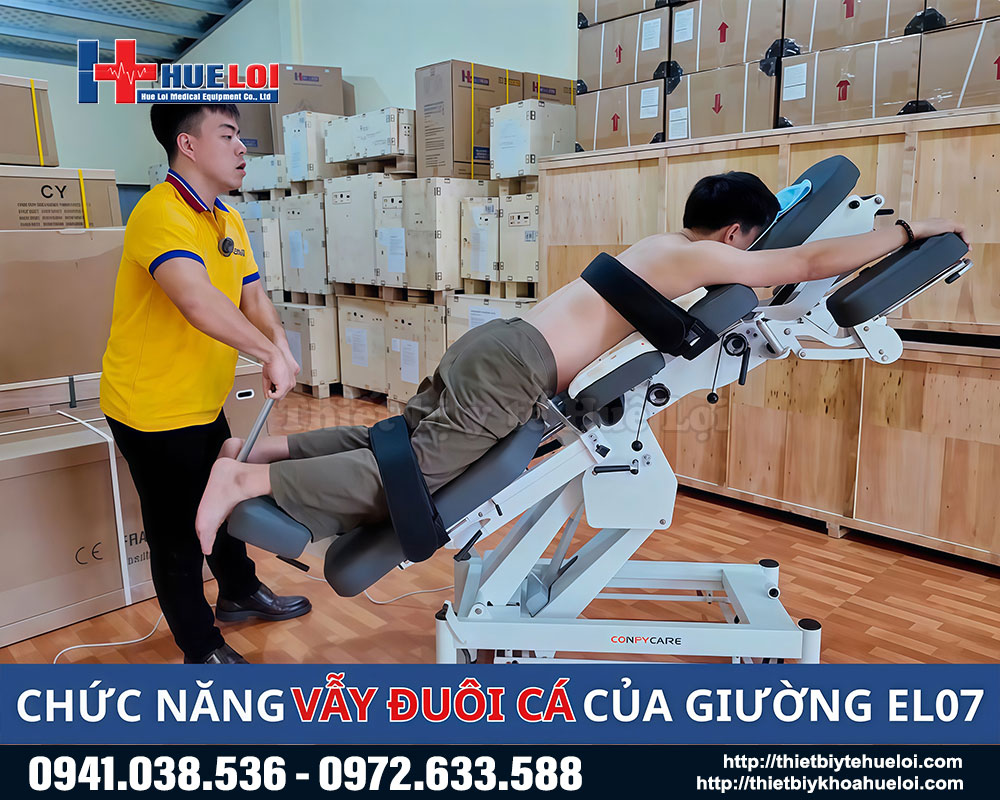 chức năng xoay vẫy đuôi cá của giường tác động cột sống el07