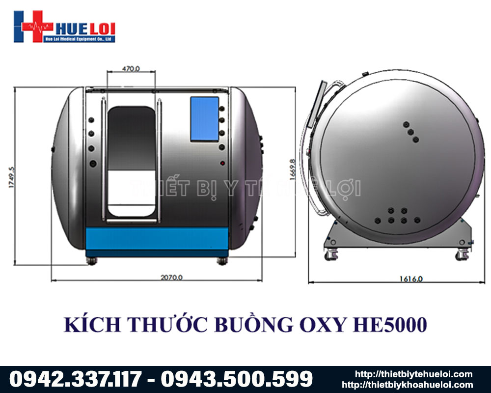 Thông số kỹ thuật buồng oxy cao áp model HE5000.