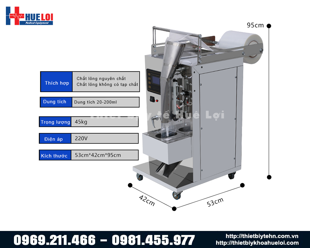 Thông số kỹ thuật máy đóng túi chất lỏng giá rẻ