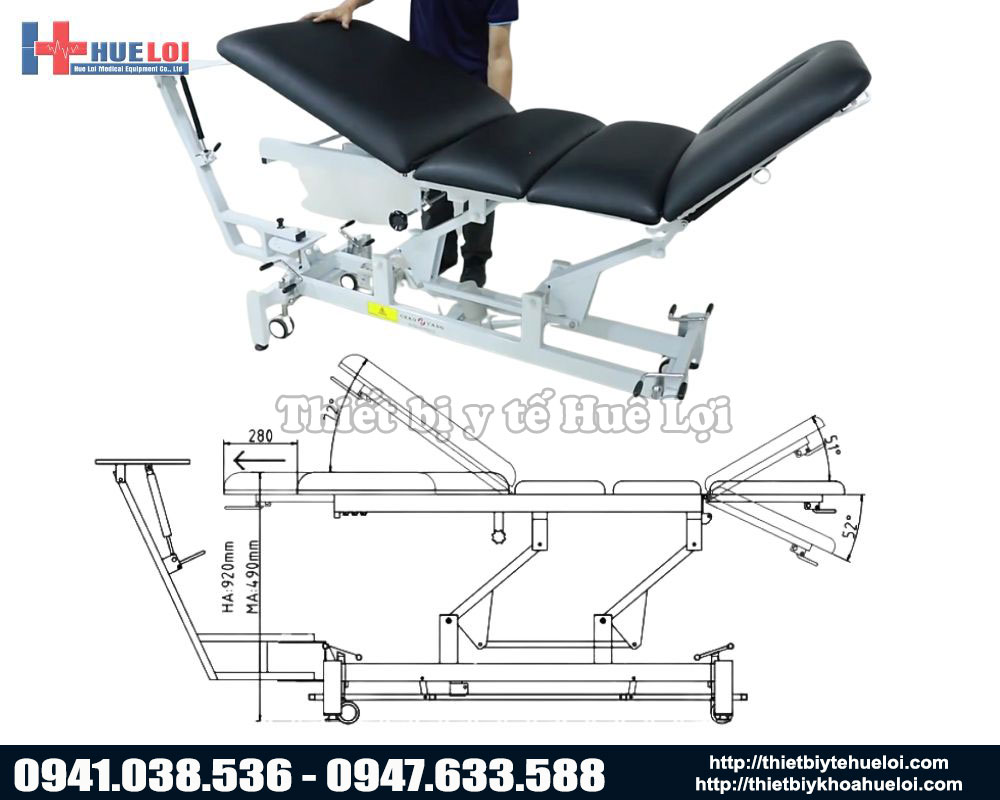 góc nâng hạ giường kéo giãn cột sống CY-C101F