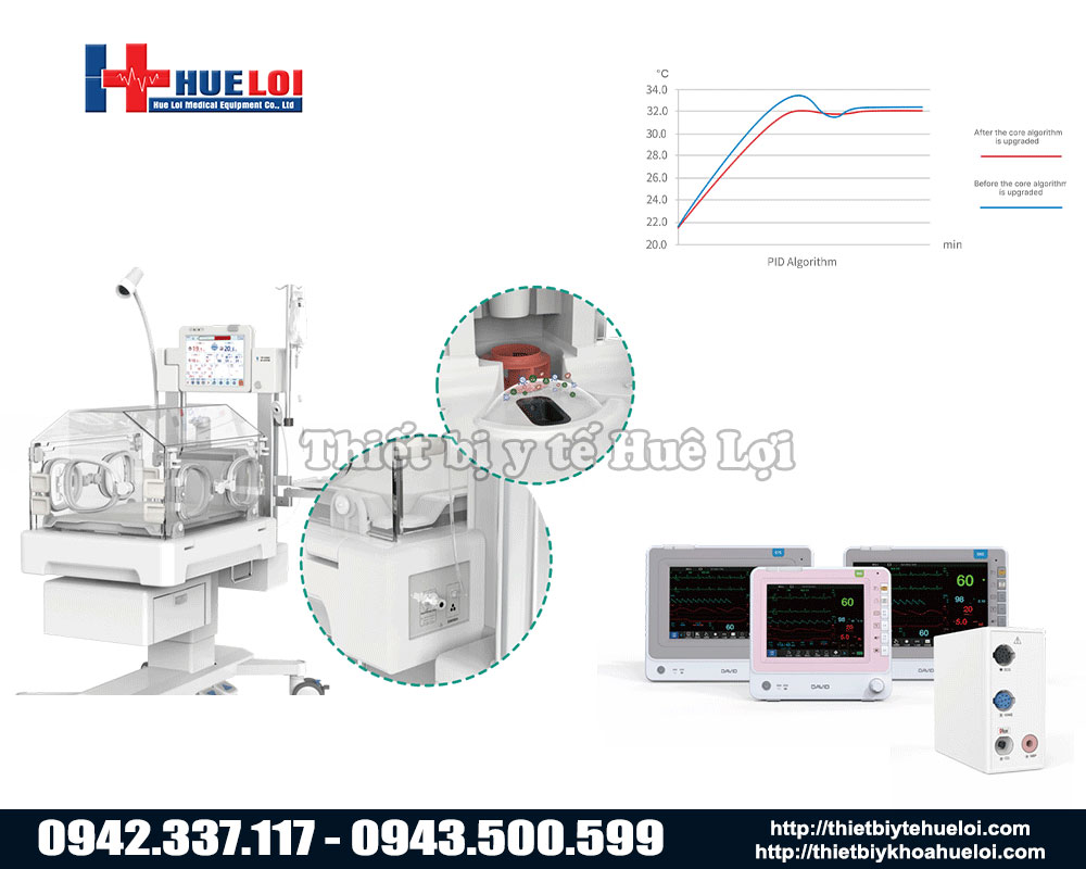 máy ủ ấm sơ sinh và theo dõi sức khỏe