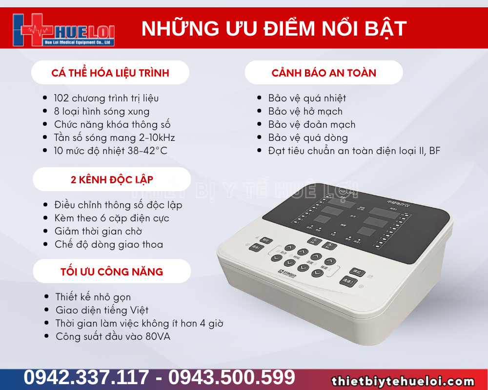 ưu điểm của máy điện xung trung tần 2 kênh giá rẻ