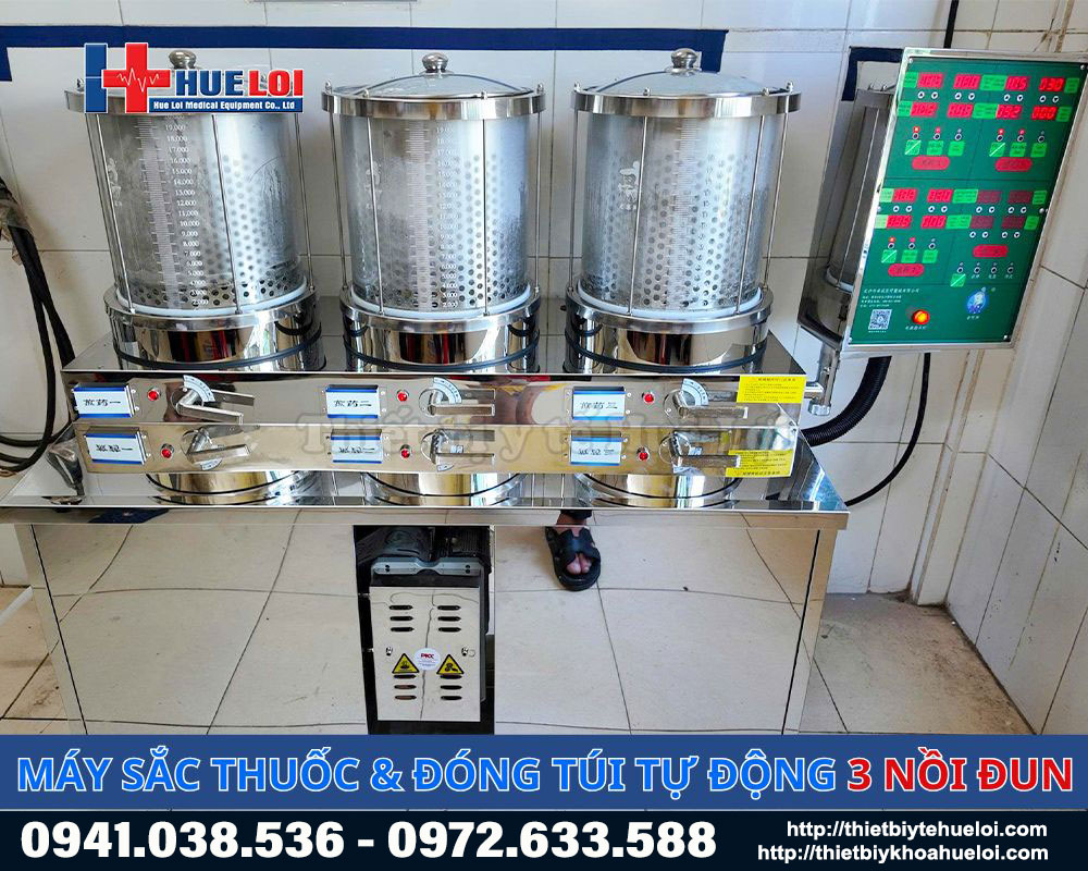 Máy sắc thuốc đóng gói tự động 3 nồi đun