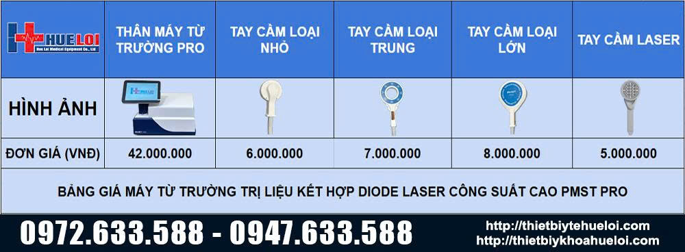 bảng giá máy từ trường kết hợp laser công xuất lớn