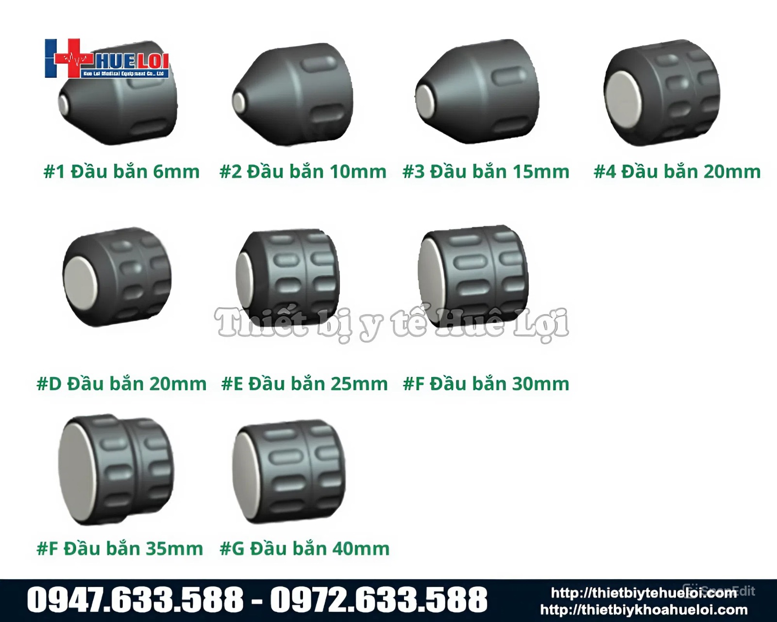 các đầu điều trị máy xung kích
