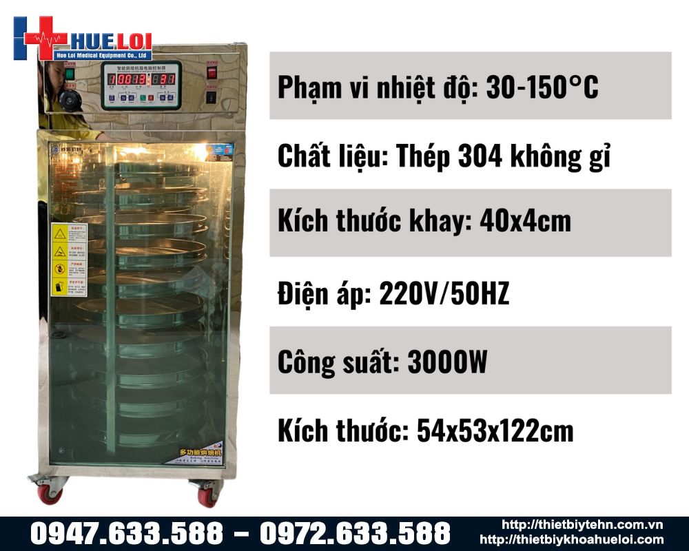 thông số kỹ thuật của tủ sấy thuôc 10 tầng