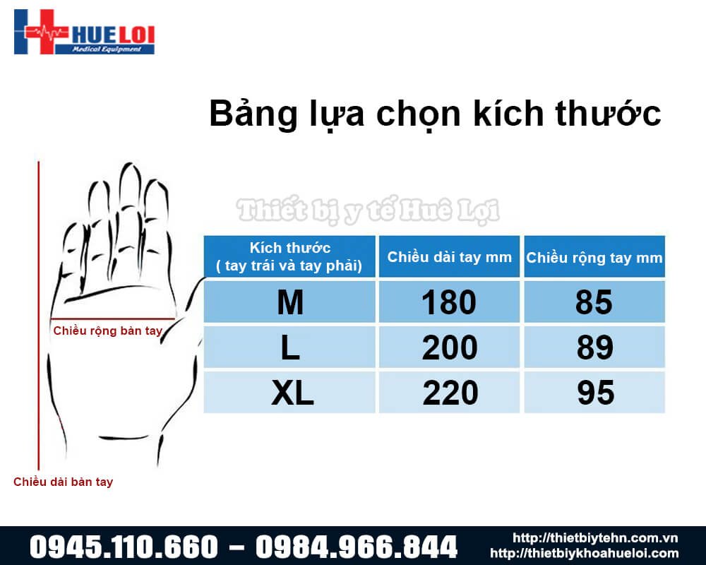 Bảng kích thước size găng tay