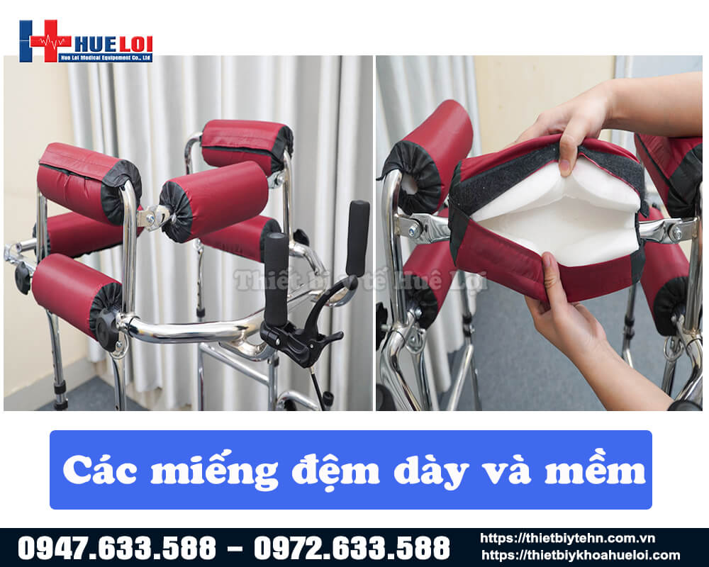 Các miếng đệm mút dày để bệnh nhân tựa vào