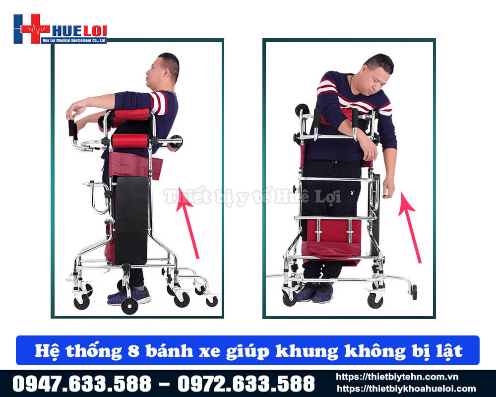 8 bánh xe chống ngửa của khung