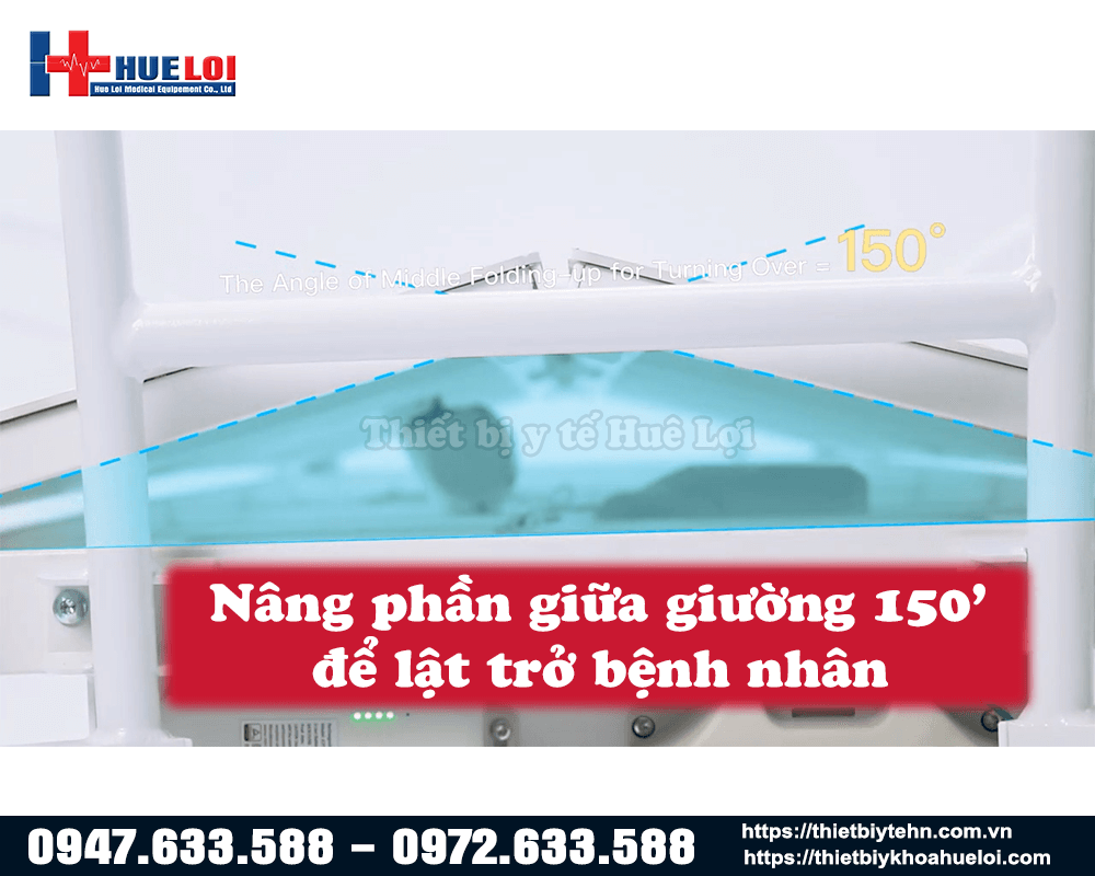 tính năng đặc biệt nâng phần giữa giường để lật trở bệnh nhân khi tắm