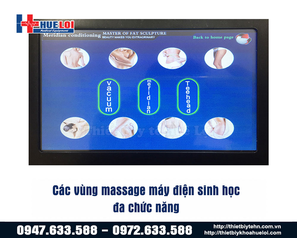 các vùng massage của máy điện xung