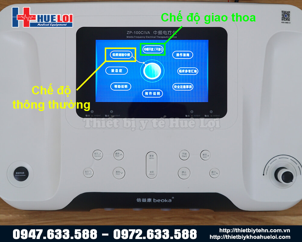 chế dộ của máy điện xung trung tần ZP-100CIVA