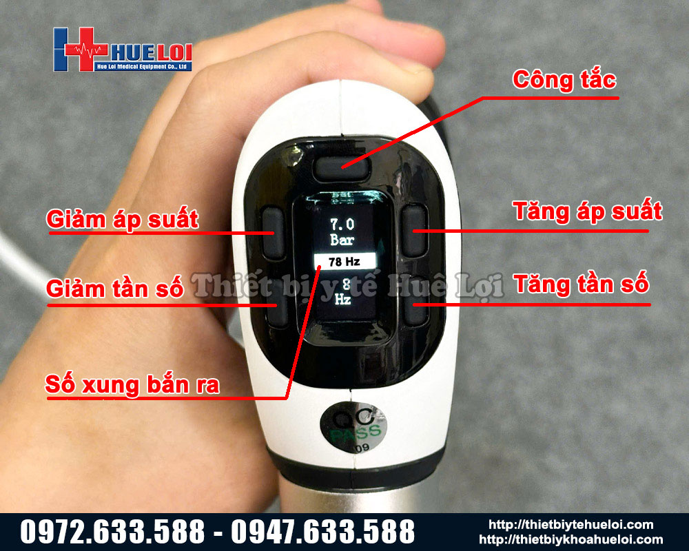 bảng điều khiển trên tay cầm máy xung kích